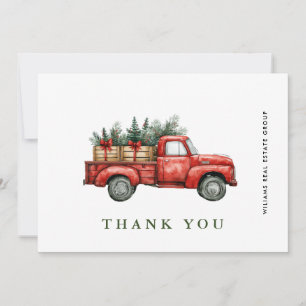 Retro Red Farm Truck Christmas Corporate Holiday Thank You Card