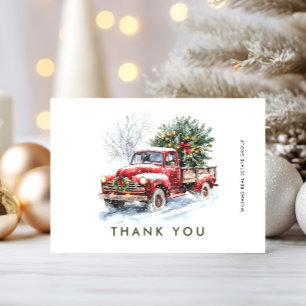 Retro Red Farm Truck Christmas Corporate Holiday Thank You Card