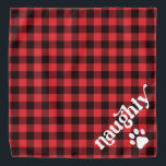 Retro Red Flannel Naughty Christmas Dog Bandana<br><div class="desc">This bandanna features rustic red flannel and a fun retro font with the "naughty" half of naughty and nice. It makes the perfect Christmas bandanna for your dog or cat.</div>