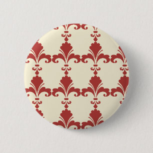 Retro Red Fleur-De-Lis Pattern 6 Cm Round Badge