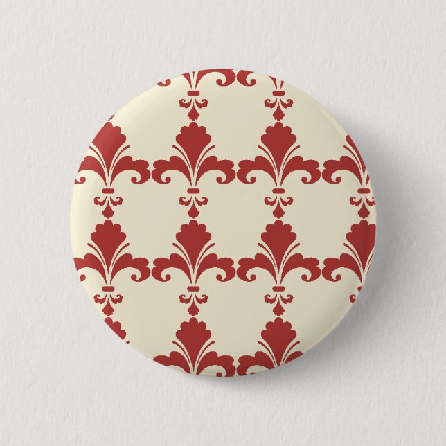 Retro Red Fleur-De-Lis Pattern 6 Cm Round Badge (Front)
