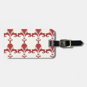 Retro Red Fleur-De-Lis Pattern Luggage Tag