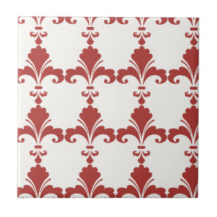 Retro Red Fleur-De-Lis Pattern Tile