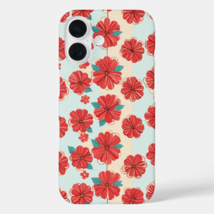 Retro Red Floral Pattern Phone Case