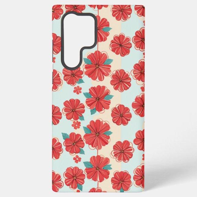 Retro Red Floral Pattern Phone Case (Back)
