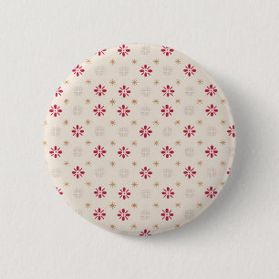 Retro Red Flower Gold Star Vintage Wallpaper 6 Cm Round Badge
