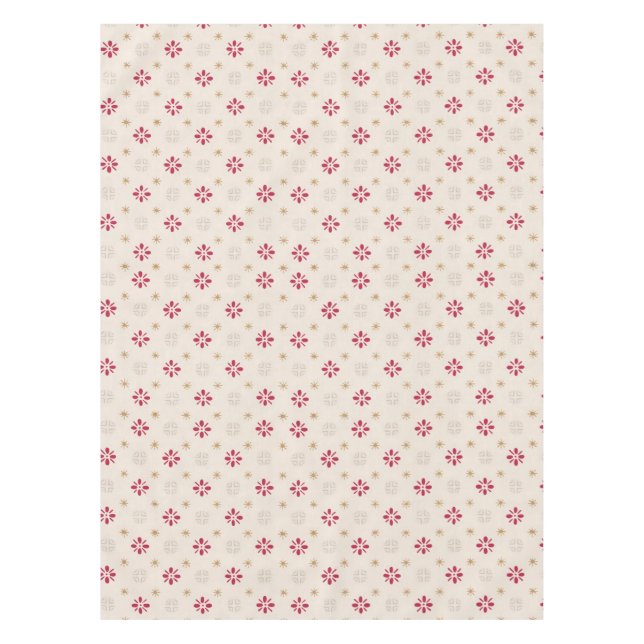 Retro Red Flower Gold Star Vintage Wallpaper Tablecloth (Front)