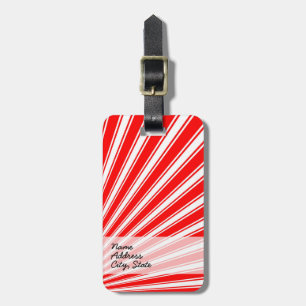 Retro Red Funky Sun Rays Background Luggage Tag