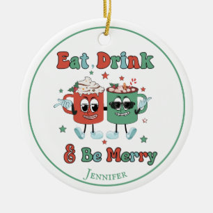 Retro Red Green Cartoon Dancing  Ceramic Tree Decoration