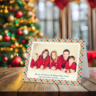Retro Red/Green/Gold Foldable Holiday Photo