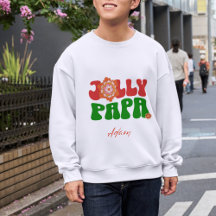 Retro Red & Green Jolly Papa Custom Name Christmas