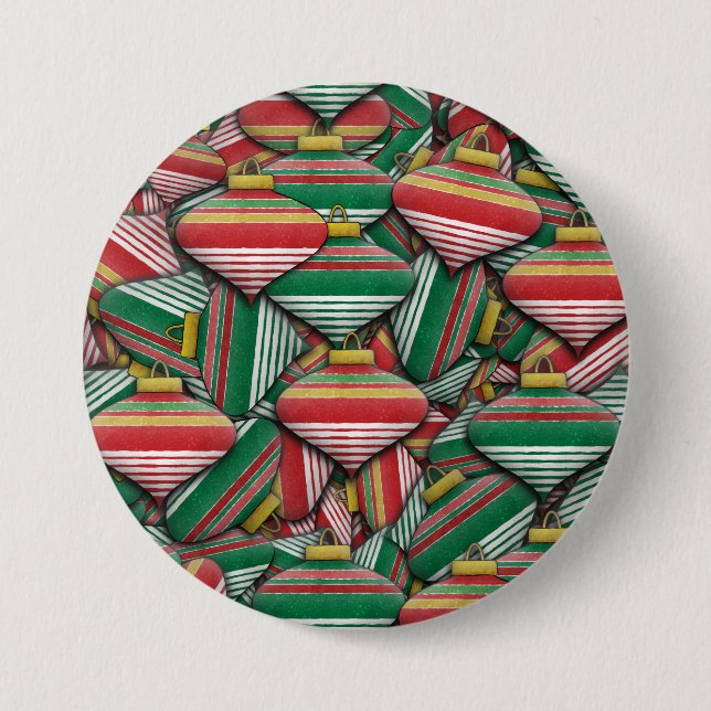 Retro Red Green Striped Ornament Pattern Design 7.5 Cm Round Badge (Front)