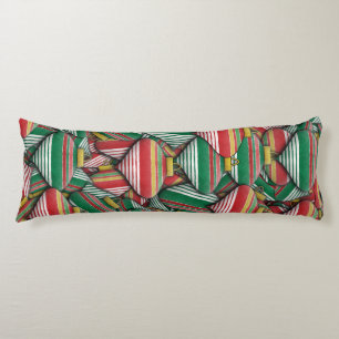 Retro Red Green Striped Ornament Pattern Design Body Cushion
