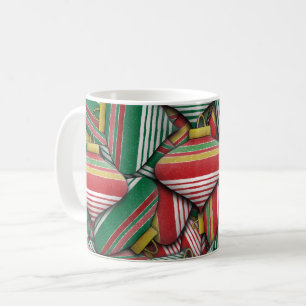 Retro Red Green Striped Ornament Pattern Design Coffee Mug