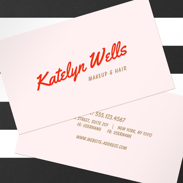 Retro Red Handwritten Script Typography Pink Business Card (Creator Uploaded)