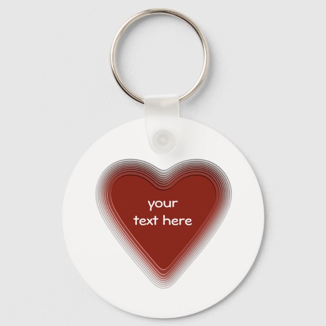 Retro red heart keychain for your text (Front)