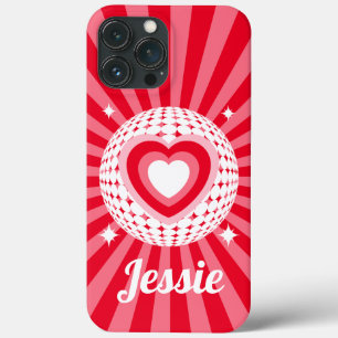 Retro Red Heart Personalized Name iPhone 13 Pro Max Case