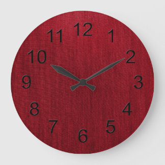 Retro Red Jeans Denim Texture Large Clock