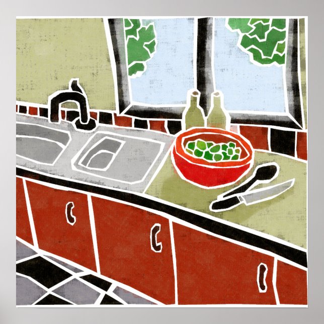 Retro Red Kitchen Poster (Front)