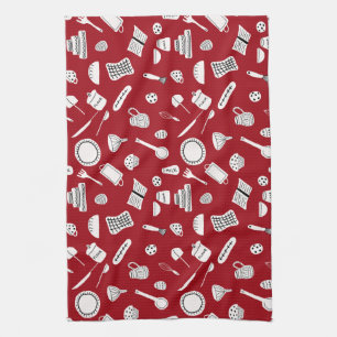 Retro Red Kitchen Tea Towel
