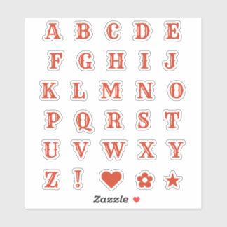 Retro Red Letters | Monogram Alphabet Stickers