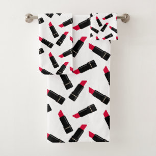 Retro, red lipstick bath towel set