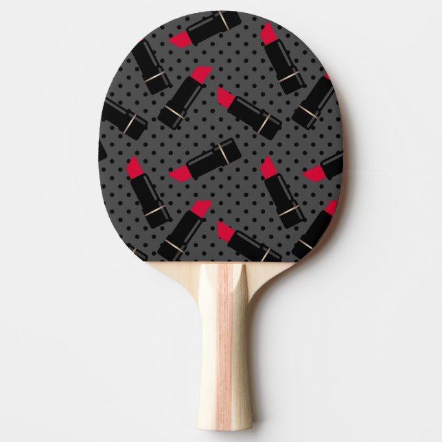 Retro, red lipstick ping pong paddle (Front)