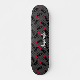Retro, red lipstick  skateboard