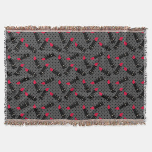 Retro, red lipstick throw blanket