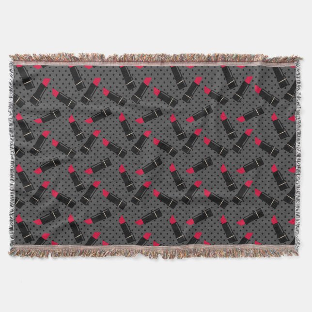 Retro, red lipstick throw blanket (Front)
