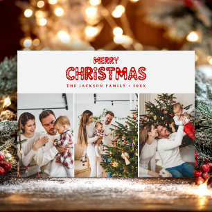 Retro Red Merry Christmas Holiday Card