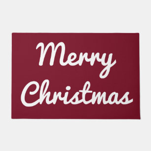 Retro Red Merry Christmas Welcome Doormat Rug