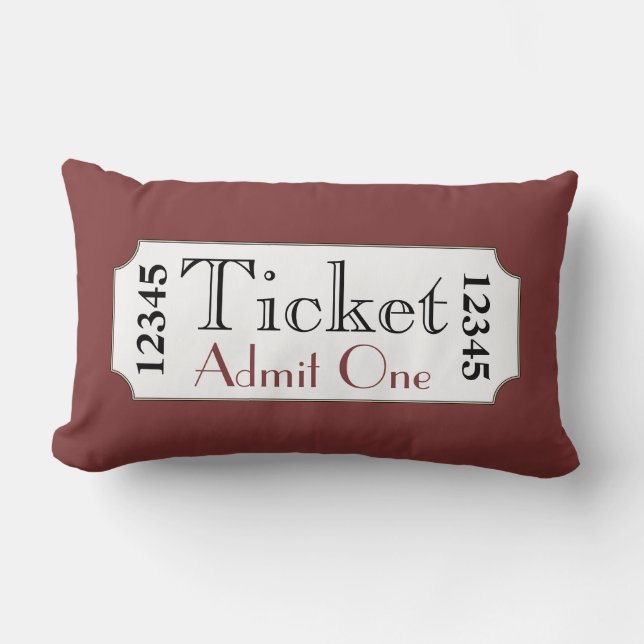 Retro Red Movie Ticket Cinema Pillow (Front)