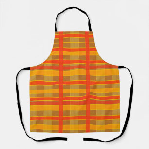 Retro Red Orange Check Plaid Pattern Apron