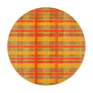 Retro Red Orange Check Plaid Pattern Cutting Board