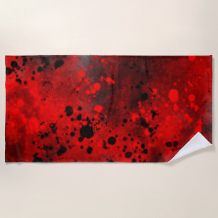 Retro Red Paint Splatter Beach Towel