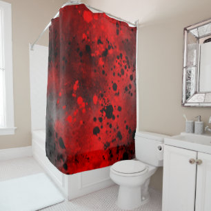 Retro red Paint Splatter  Shower Curtain