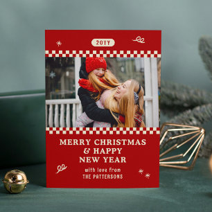 Retro Red Personalised Christmas Photo