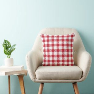 Retro Red Picnic Check Farmhouse Design Cushion