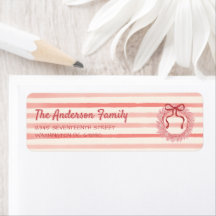 Retro Red Pink Drawn Bow Wreath Christmas