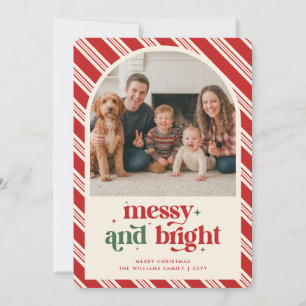 Retro Red Plaid Funny Family Photo Christmas Holiday Card
