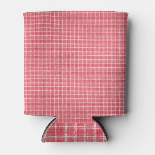 Retro red plaid tartan: seamless pattern. can cooler (Front)