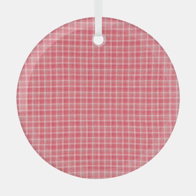 Retro red plaid tartan: seamless pattern. glass tree decoration (Front)