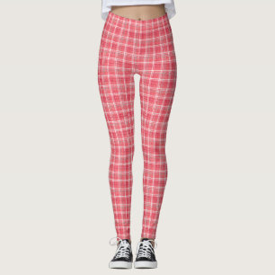 Retro red plaid tartan: seamless pattern. leggings
