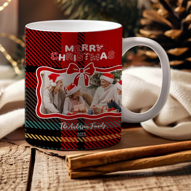 Retro Red Plaid Whimsical Christmas  Coffee Mug (Creator Uploaded)