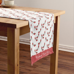 Retro Red Polka Dot High Heel Pattern Short Table Runner