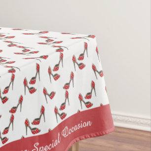 Retro Red Polka Dot High Heel Pattern Tablecloth