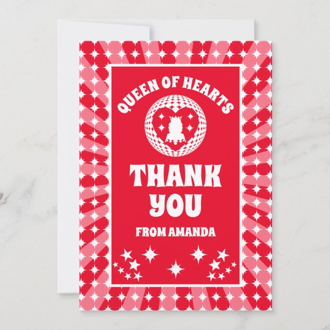 Retro Red Queen of Hearts Birthday Thank You Card (Front)