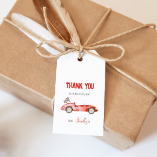 Retro Red Race Car Gift Tag