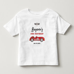Retro Red Race Car Two Fast Boy 2nd Birthday Toddler T-Shirt